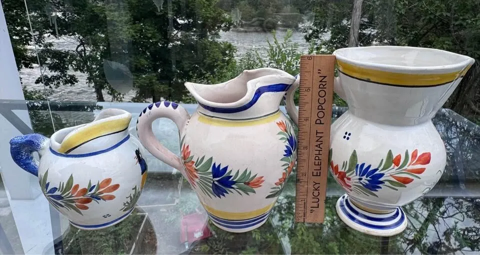 6-Pc Vintage Quimper Pottery Set French Faience Cider/Coffee Service - photo 9