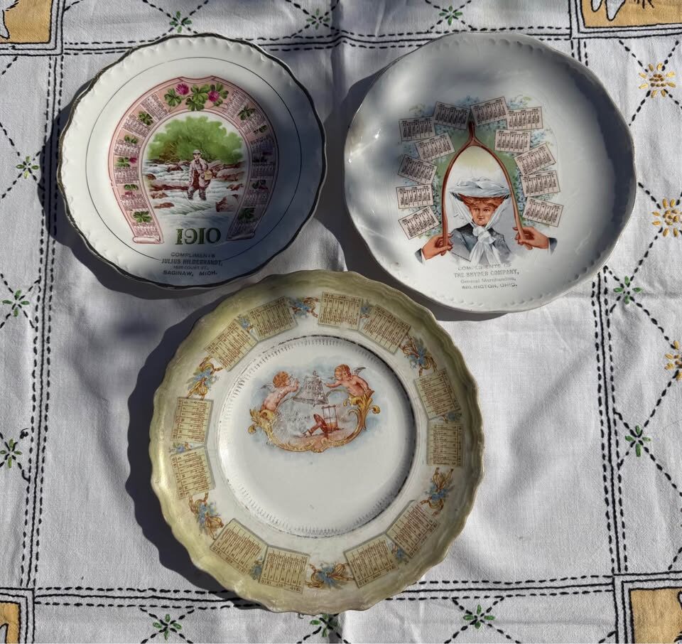 1910 Antique McNicol Fisherman & Gibson Girl Calendar Plates & Bonus Plate - photo 2