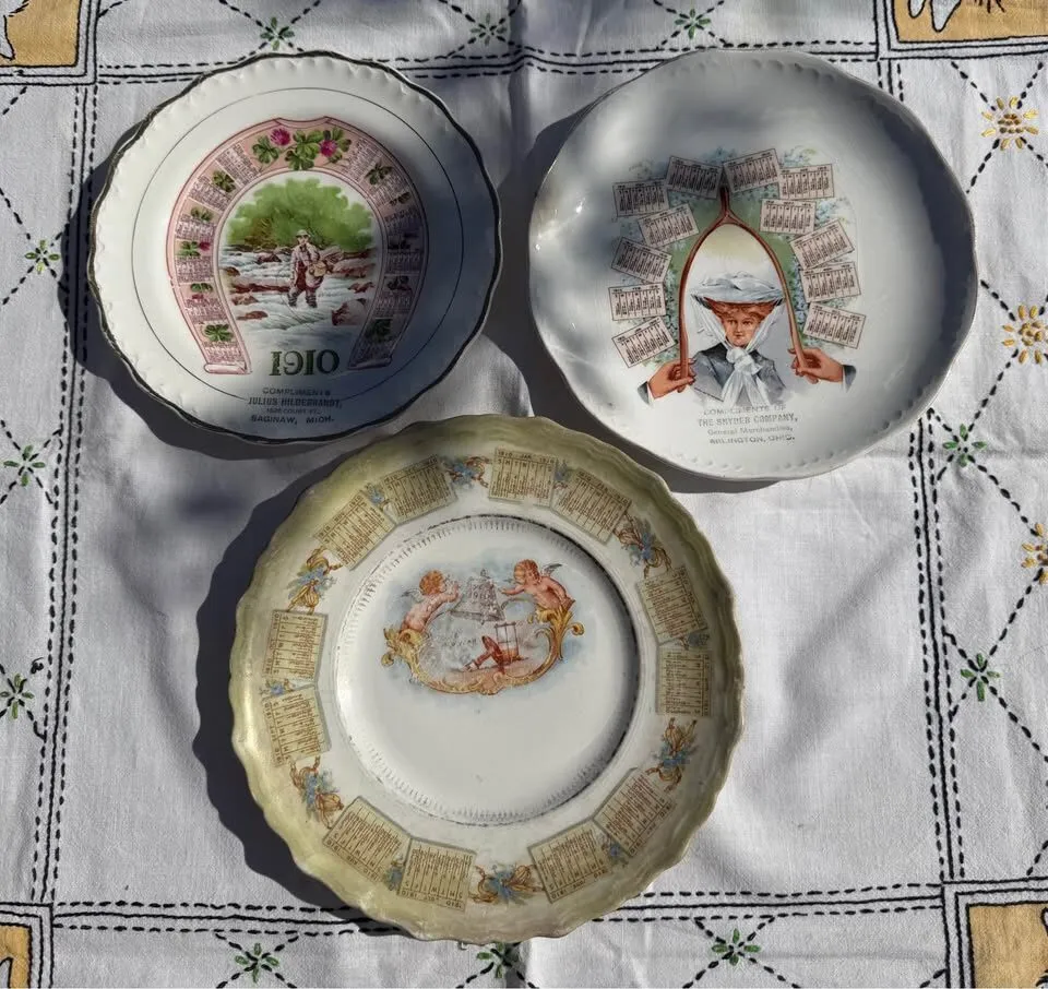 1910 Antique McNicol Fisherman & Gibson Girl Calendar Plates & Bonus Plate - photo 2