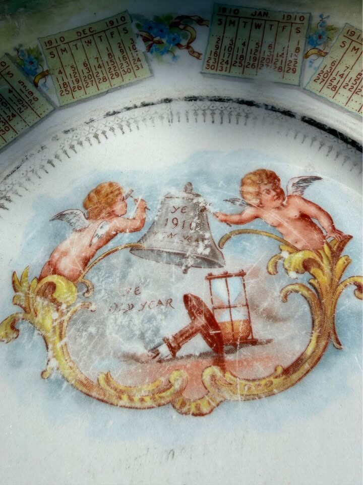 1910 Antique McNicol Fisherman & Gibson Girl Calendar Plates & Bonus Plate - photo 4