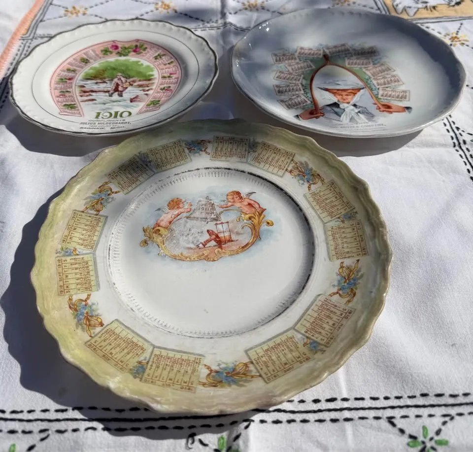 1910 Antique McNicol Fisherman & Gibson Girl Calendar Plates & Bonus Plate - photo 6