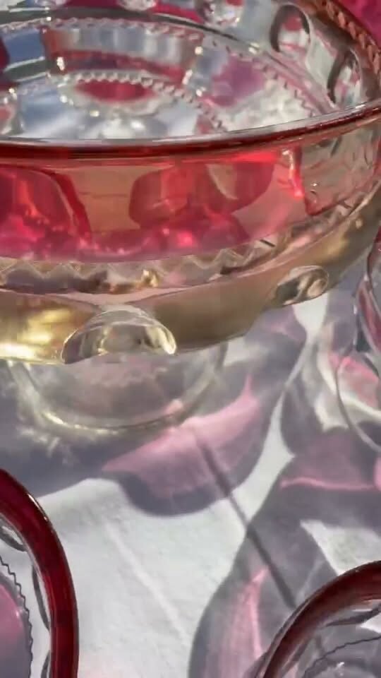 Vintage Mid-Century King's Crown Ruby Flash Mixed Set + Free Bonus Goblets - photo 1