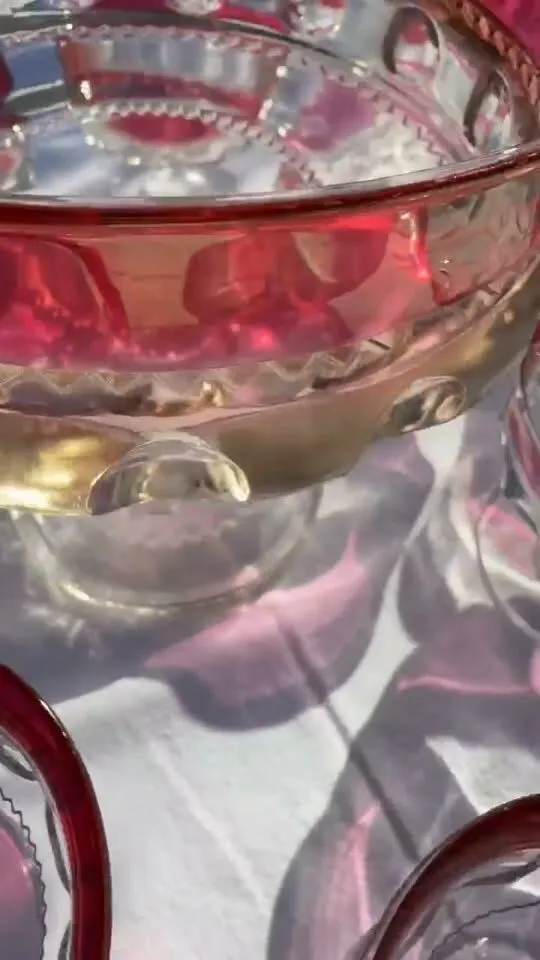 Vintage Mid-Century King's Crown Ruby Flash Mixed Set + Free Bonus Goblets - photo 1