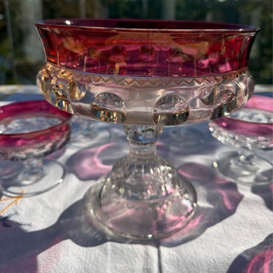 Vintage Mid-Century King's Crown Ruby Flash Mixed Set + Free Bonus Goblets - photo 3