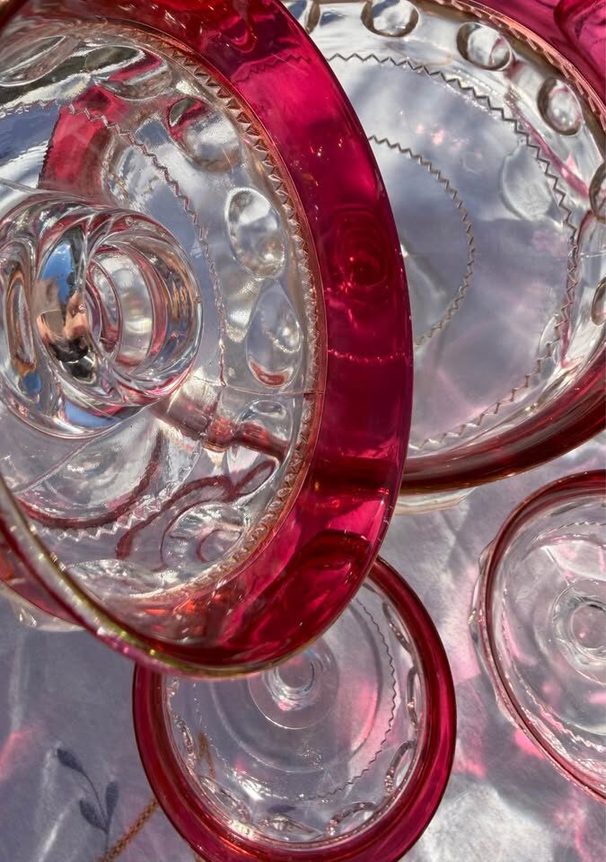 Vintage Mid-Century King's Crown Ruby Flash Mixed Set + Free Bonus Goblets - photo 7