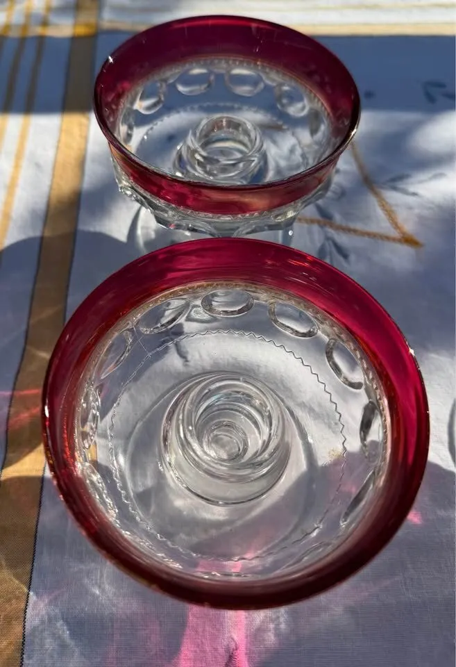 Vintage Mid-Century King's Crown Ruby Flash Mixed Set + Free Bonus Goblets - photo 8