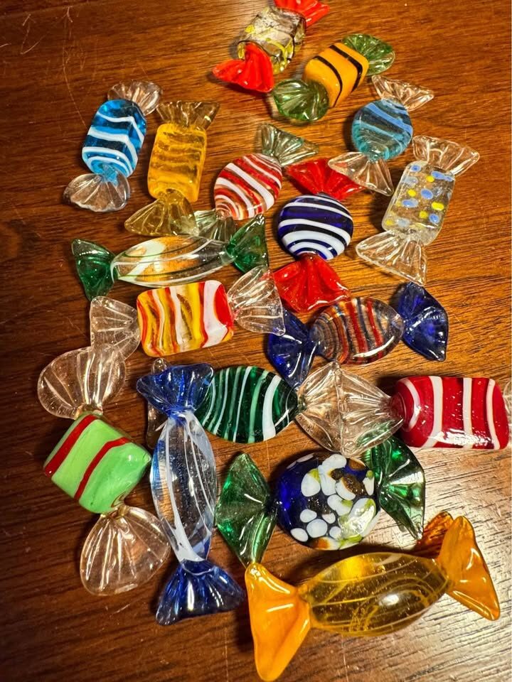 Vintage Murano Glass Candy Collection & Pressed Glass Dish - Mid-Century Modern Decor - photo 3