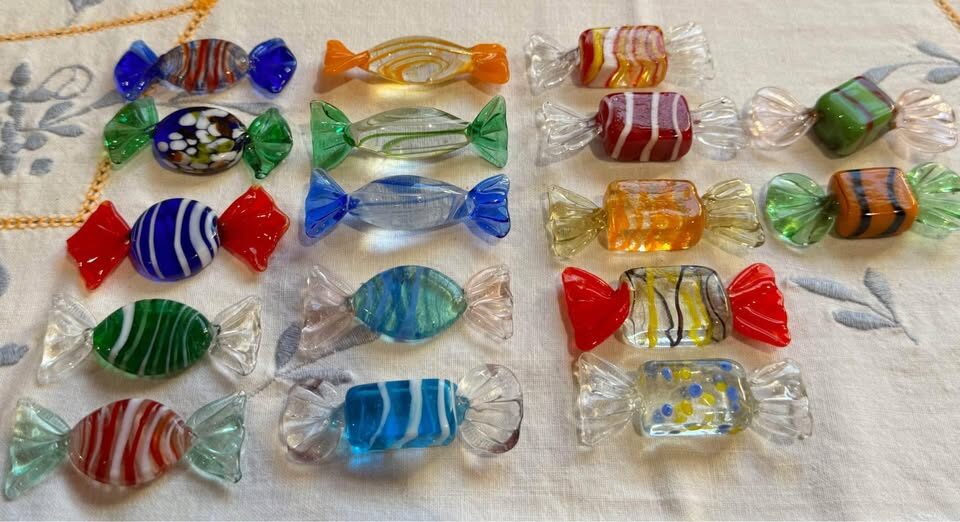 Vintage Murano Glass Candy Collection & Pressed Glass Dish - Mid-Century Modern Decor - photo 6