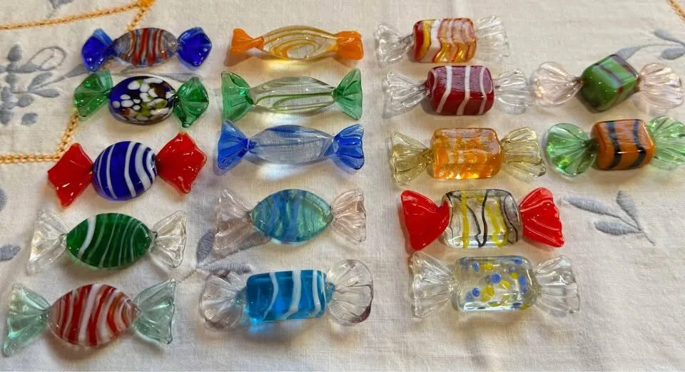 Vintage Murano Glass Candy Collection & Pressed Glass Dish - Mid-Century Modern Decor - photo 6