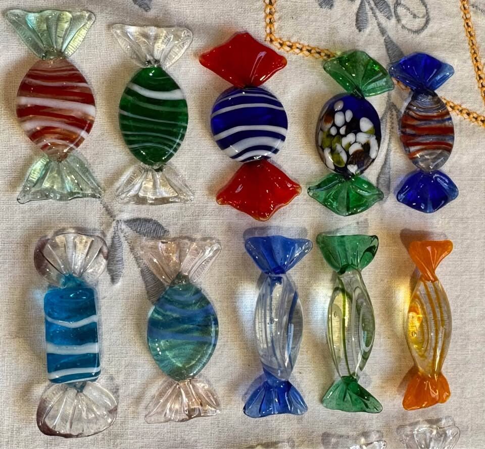 Vintage Murano Glass Candy Collection & Pressed Glass Dish - Mid-Century Modern Decor - photo 7