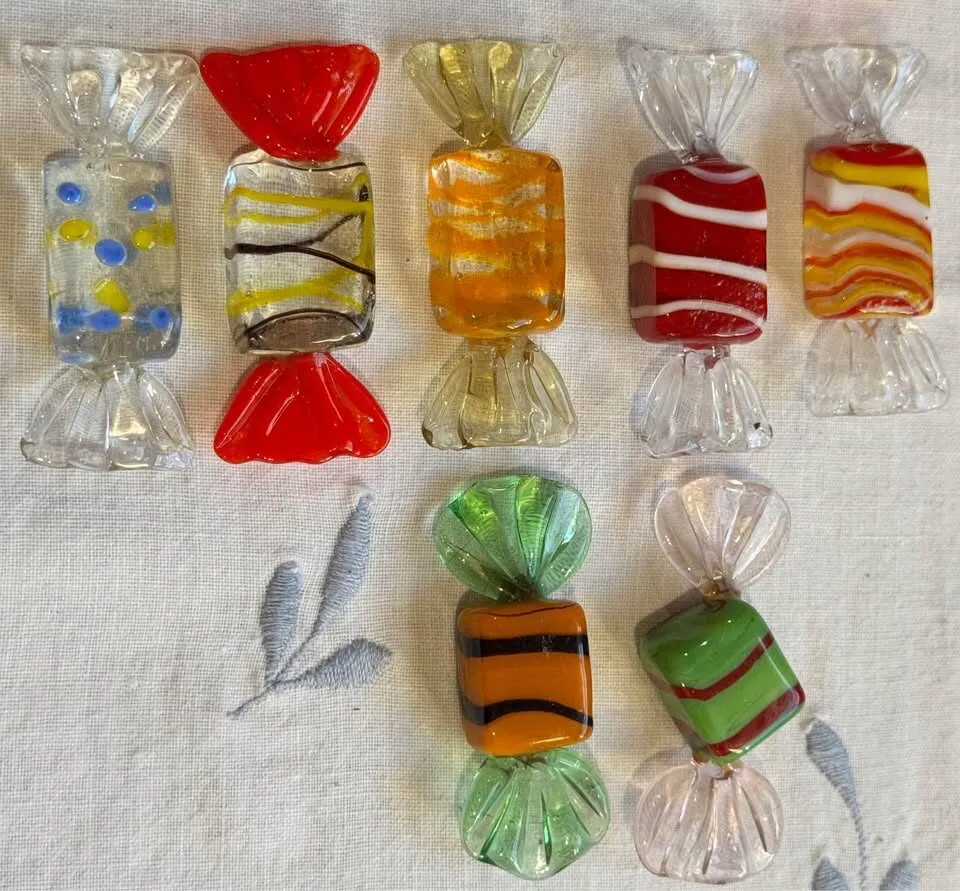 Vintage Murano Glass Candy Collection & Pressed Glass Dish - Mid-Century Modern Decor - photo 8