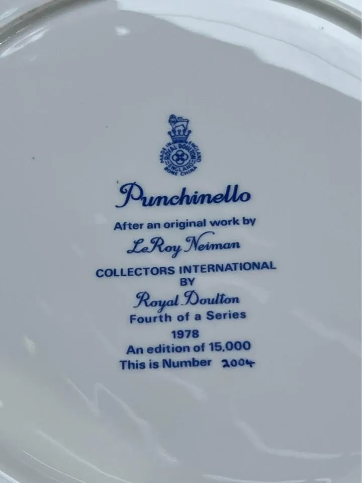 Doulton Punchinello Collector Plate 1978 - photo 2