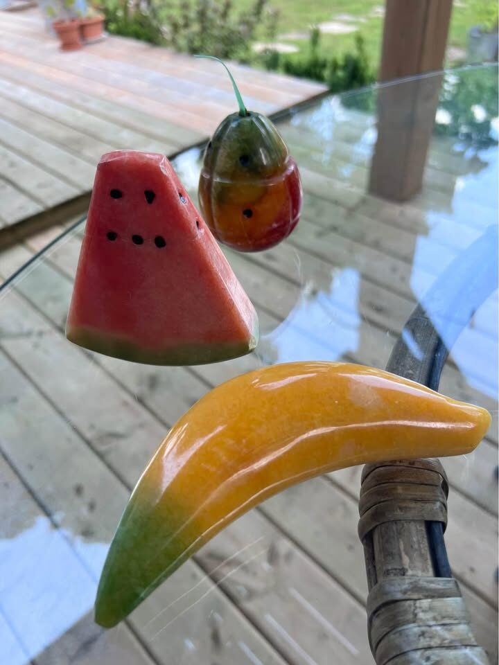 Vintage Marble/Alabaster Stone Fruit Watermelon Banana & Pineapple - photo 2