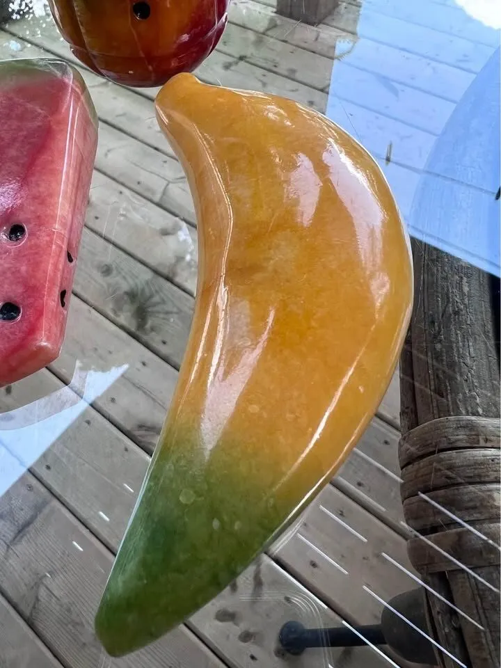 Vintage Marble/Alabaster Stone Fruit Watermelon Banana & Pineapple - photo 4