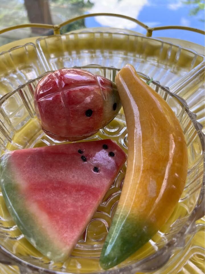 Vintage Marble/Alabaster Stone Fruit Watermelon Banana & Pineapple - photo 7
