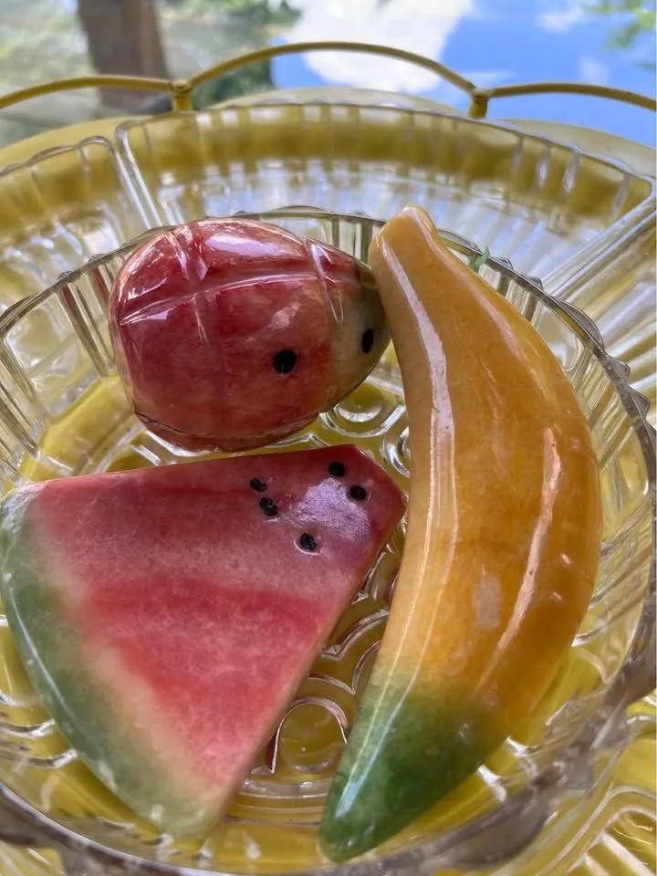 Vintage Marble/Alabaster Stone Fruit Watermelon Banana & Pineapple - photo 7