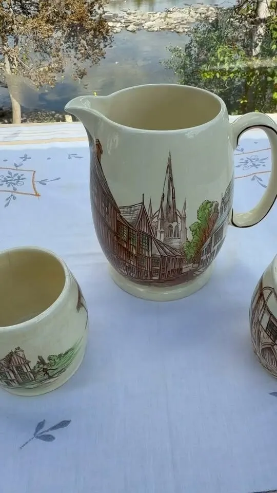 Vintage Kirkham Pottery Set - Large 7.5" "Thaxted" Pitcher & Mug (England) - photo 1