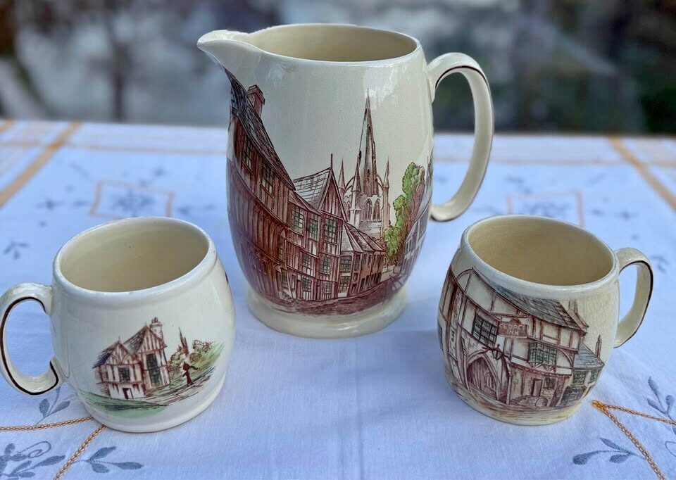Vintage Kirkham Pottery Set - Large 7.5" "Thaxted" Pitcher & Mug (England) - photo 2
