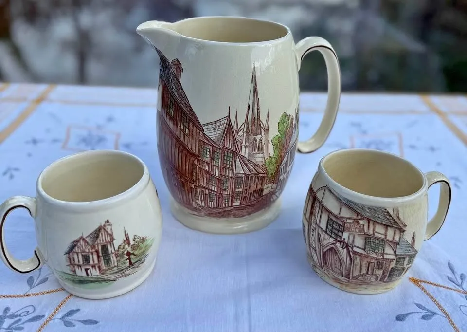 Vintage Kirkham Pottery Set - Large 7.5" "Thaxted" Pitcher & Mug (England) - photo 2