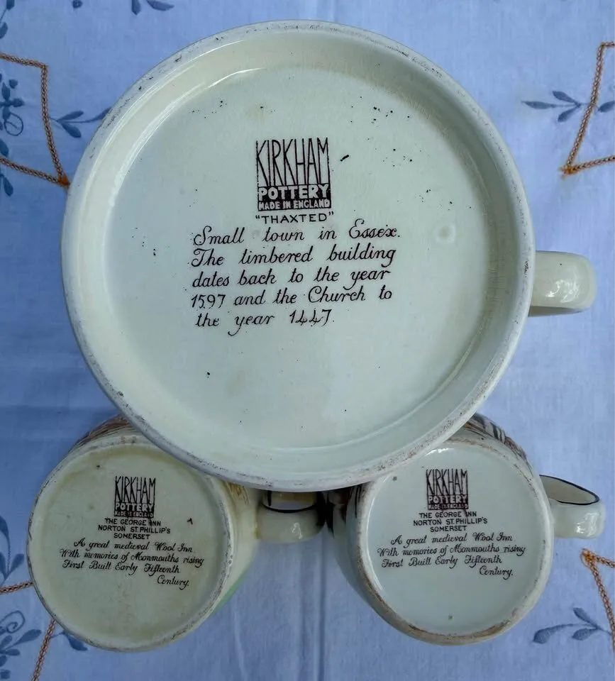 Vintage Kirkham Pottery Set - Large 7.5" "Thaxted" Pitcher & Mug (England) - photo 3