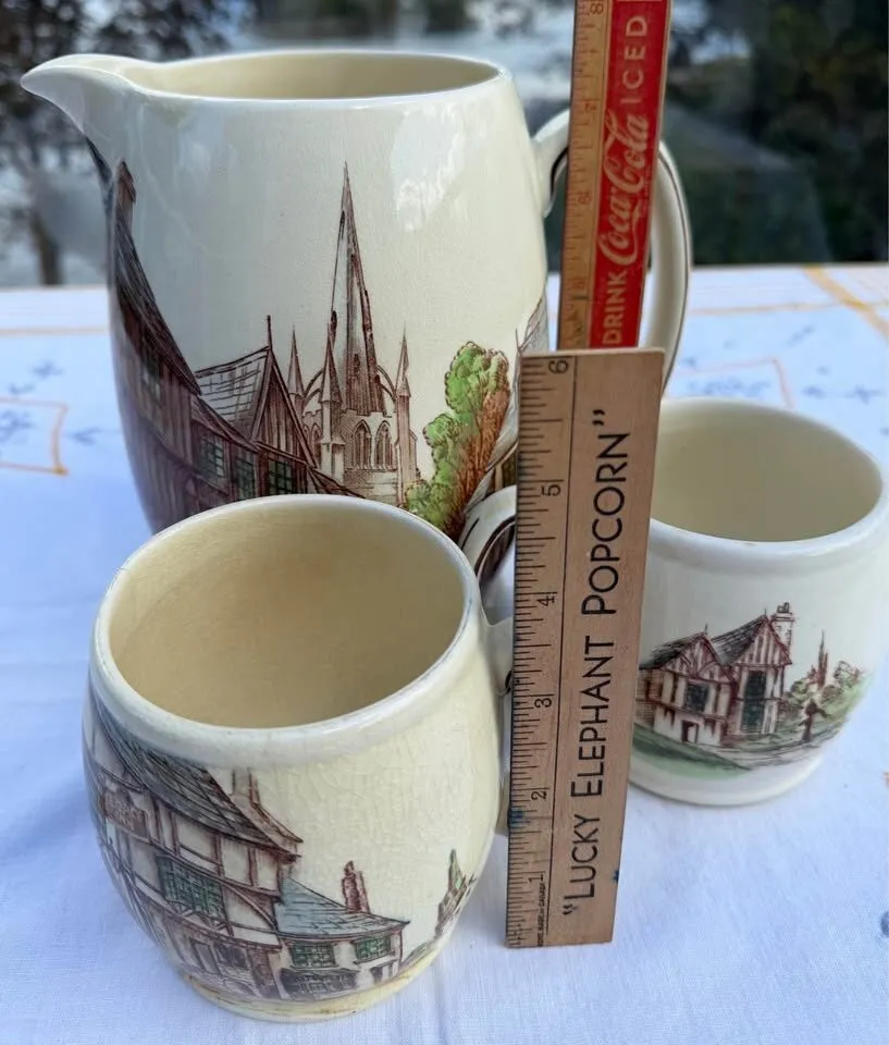 Vintage Kirkham Pottery Set - Large 7.5" "Thaxted" Pitcher & Mug (England) - photo 4