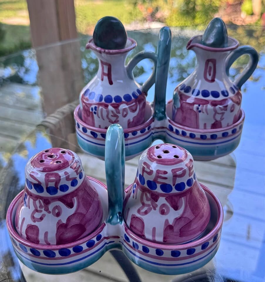 Authentic Ceramiche Casola Italian Condiment Set | Rare Elephant Majolica - photo 2