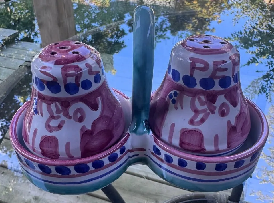 Authentic Ceramiche Casola Italian Condiment Set | Rare Elephant Majolica - photo 3