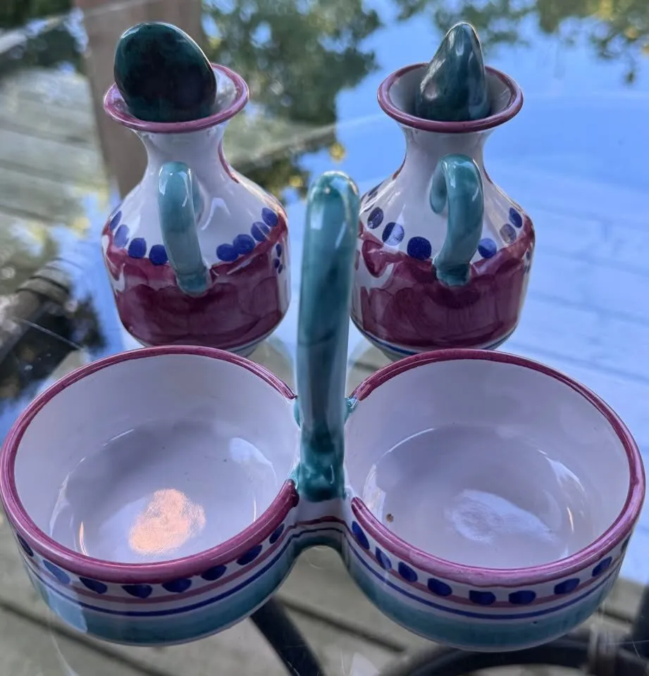Authentic Ceramiche Casola Italian Condiment Set | Rare Elephant Majolica - photo 6