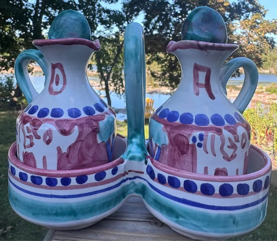 Authentic Ceramiche Casola Italian Condiment Set | Rare Elephant Majolica - photo 9