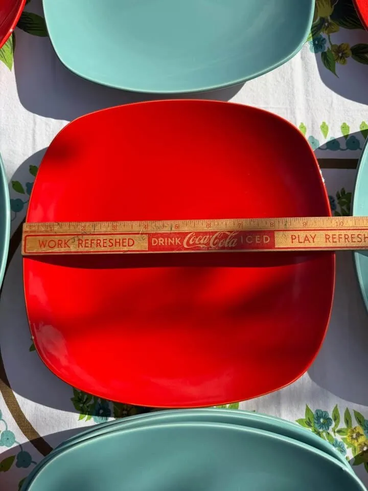 10pc Vintage Pagnossin Italy Dinner Plates - MCM Red/Teal (Can Deliver!) - photo 8