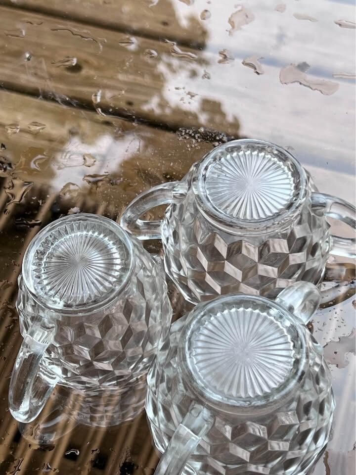 Vintage Glass Cube Sugar Bowl and creamer Set - photo 4