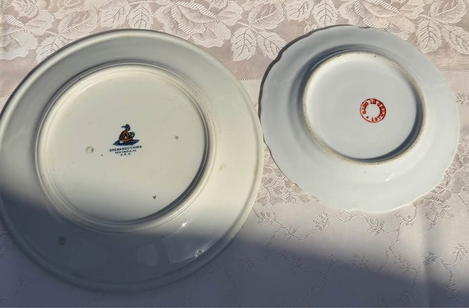 Rare 1940s Shenango Nursery Rhyme Plate & Antique German "Think of Me" Dish - photo 3