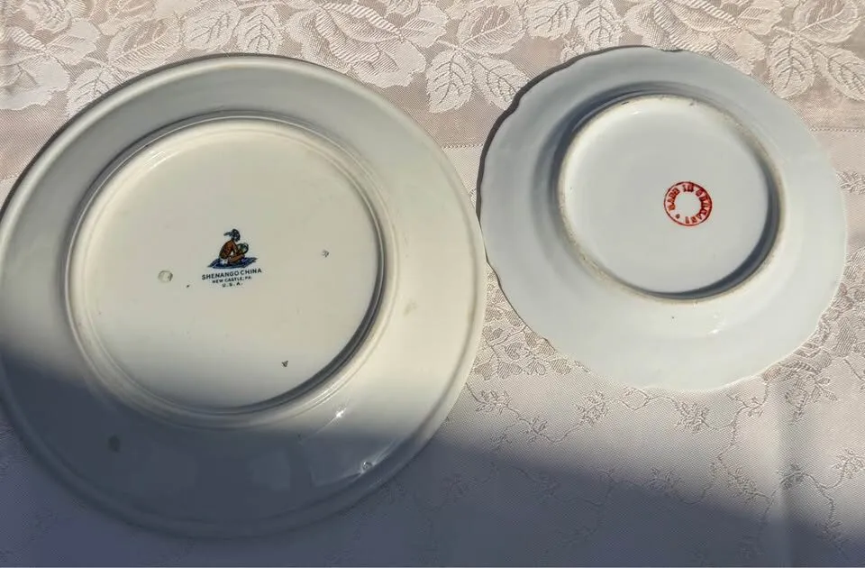 Rare 1940s Shenango Nursery Rhyme Plate & Antique German "Think of Me" Dish - photo 3