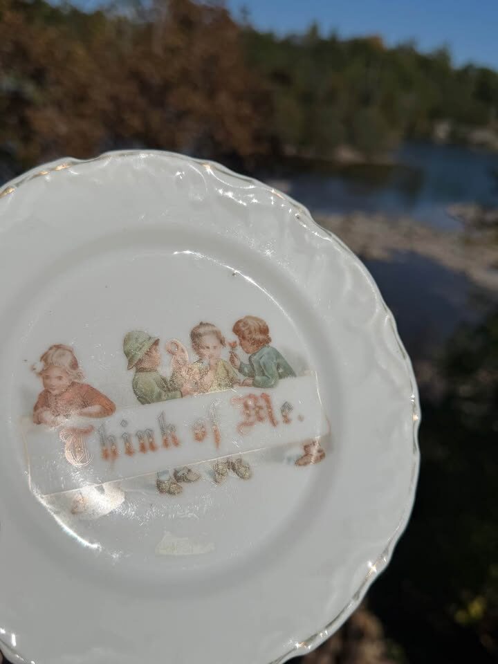 Rare 1940s Shenango Nursery Rhyme Plate & Antique German "Think of Me" Dish - photo 9