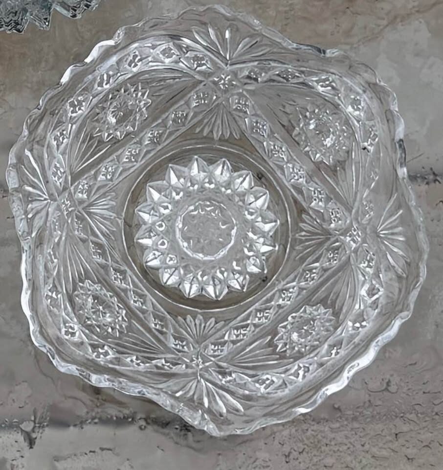 Set of 4 Antique 1905 Imperial Glass "Roanoke Star / Hobstar" Berry Bowls - photo 4