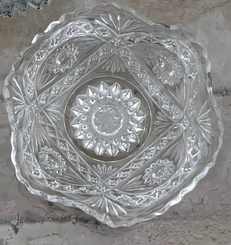 Set of 4 Antique 1905 Imperial Glass "Roanoke Star / Hobstar" Berry Bowls - photo 4