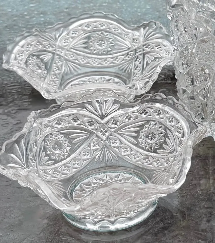 Set of 4 Antique 1905 Imperial Glass "Roanoke Star / Hobstar" Berry Bowls - photo 5