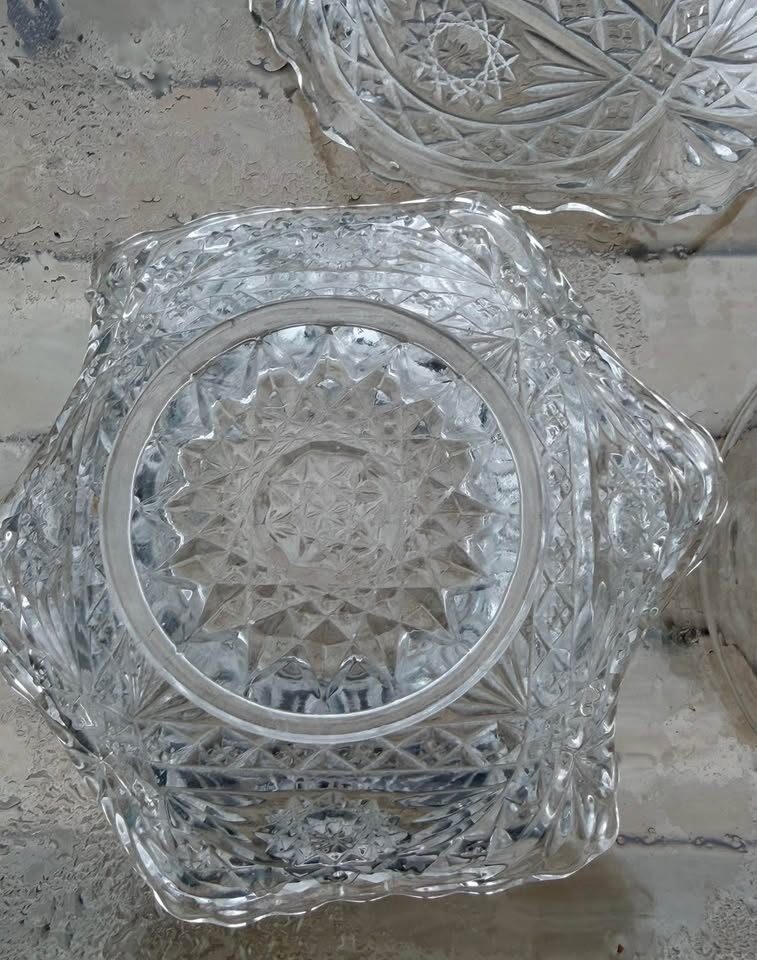 Set of 4 Antique 1905 Imperial Glass "Roanoke Star / Hobstar" Berry Bowls - photo 7