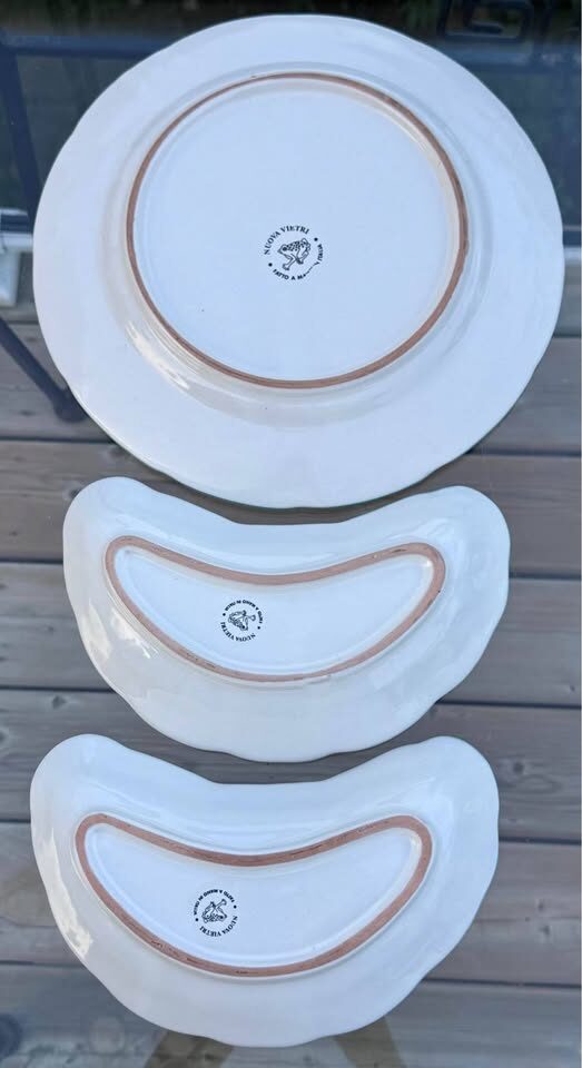 Vintage Vietri Campagna "Rana" Frog Charger Platter & Crescent Mezzaluna Salad Plates - Set of 3 - photo 7