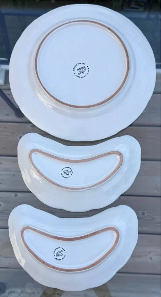Vintage Vietri Campagna "Rana" Frog Charger Platter & Crescent Mezzaluna Salad Plates - Set of 3 - photo 7