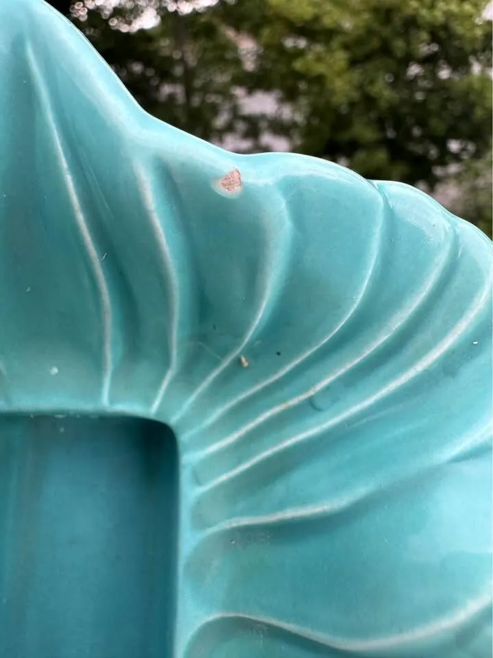 Vintage 1957 Miramar of California Turquoise Ruffled Planter Bowl MCM - photo 5