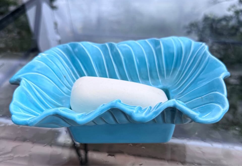 Vintage 1957 Miramar of California Turquoise Ruffled Planter Bowl MCM - photo 7