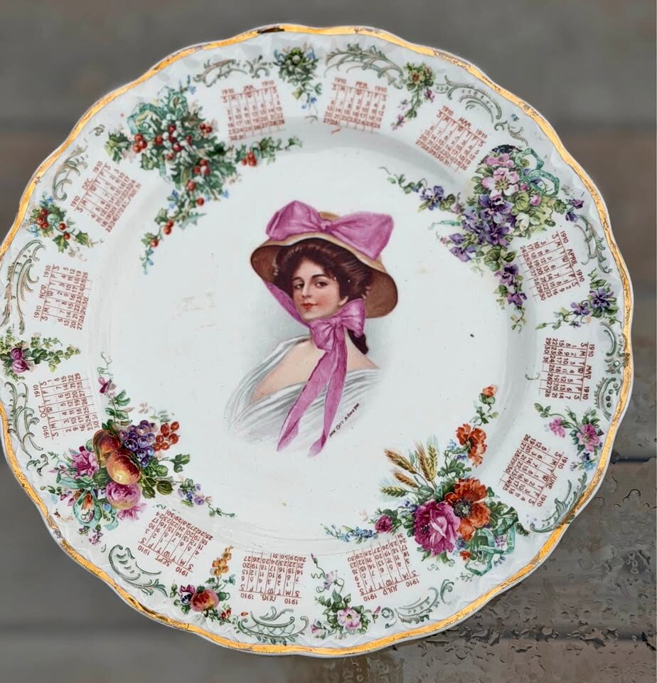 Antique 1910 Calendar Plate - Archie Gunn Portrait Art - photo 1