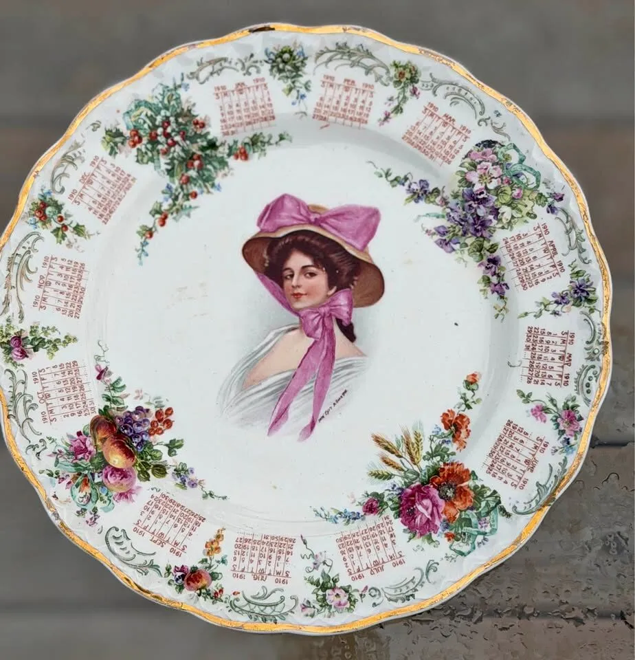 Antique 1910 Calendar Plate - Archie Gunn Portrait Art - photo 1