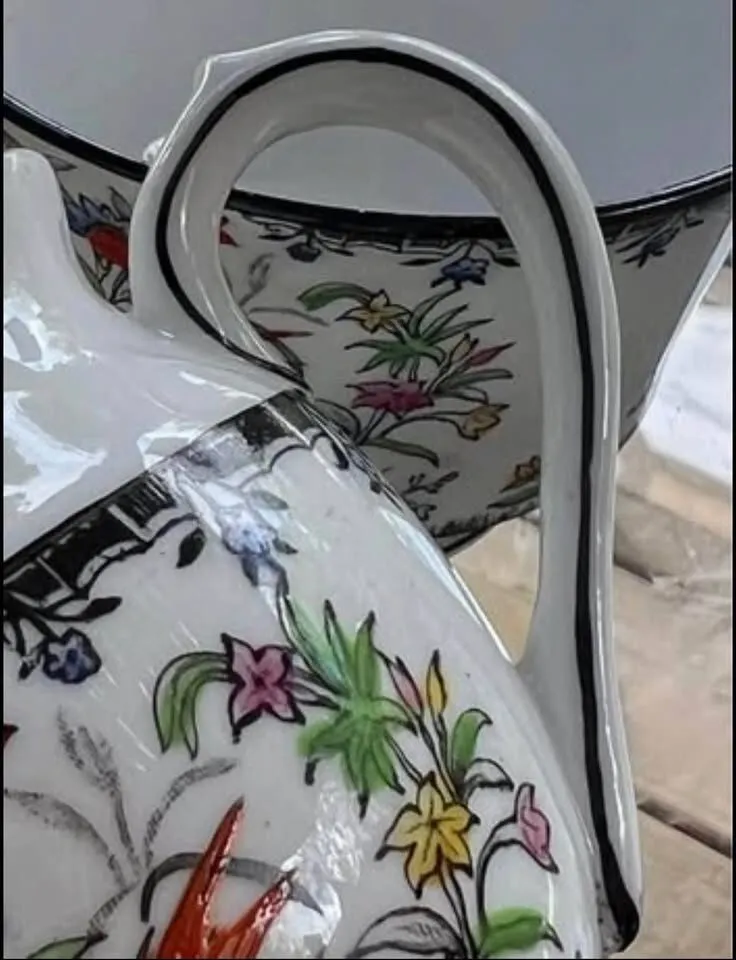 Vintage Melba Bone China Creamer & Sugar Bowl Set - Chinoiserie Bird Pattern - photo 4