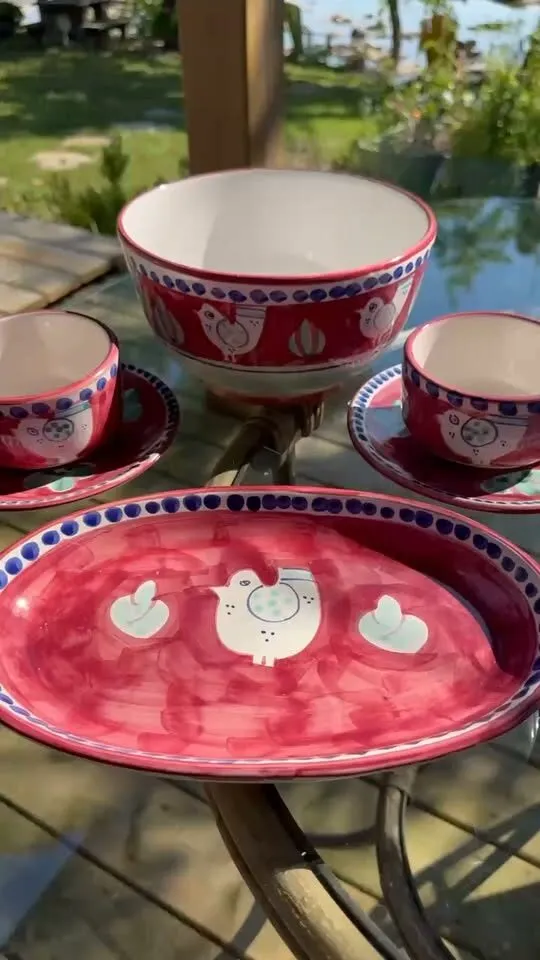 Hand-Painted Italian Pottery 6-Piece Set - Chicken - Mixed Vietri sul Mare Makers - photo 1