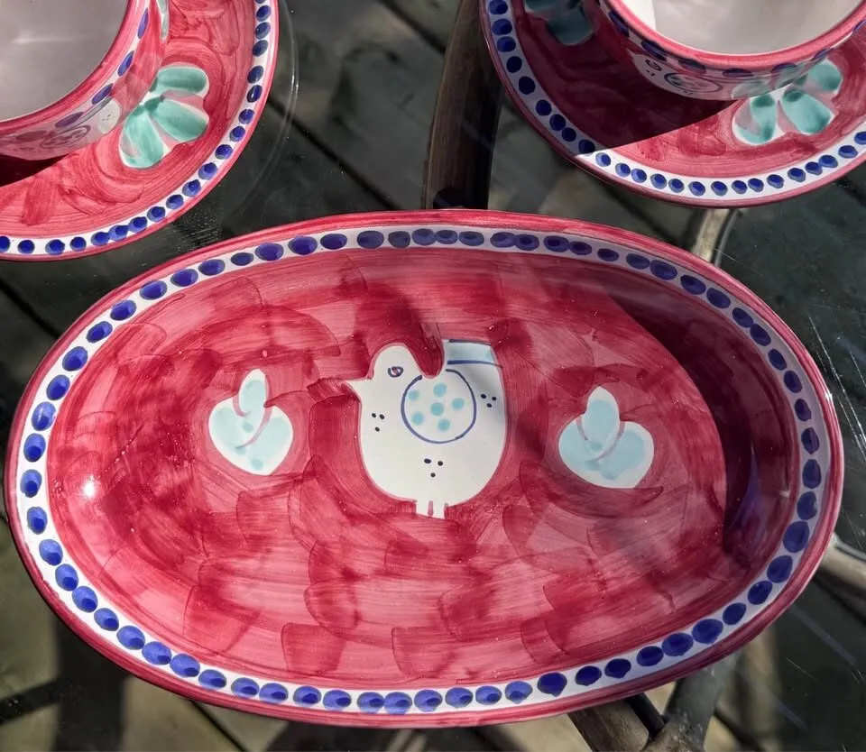 Hand-Painted Italian Pottery 6-Piece Set - Chicken - Mixed Vietri sul Mare Makers - photo 5