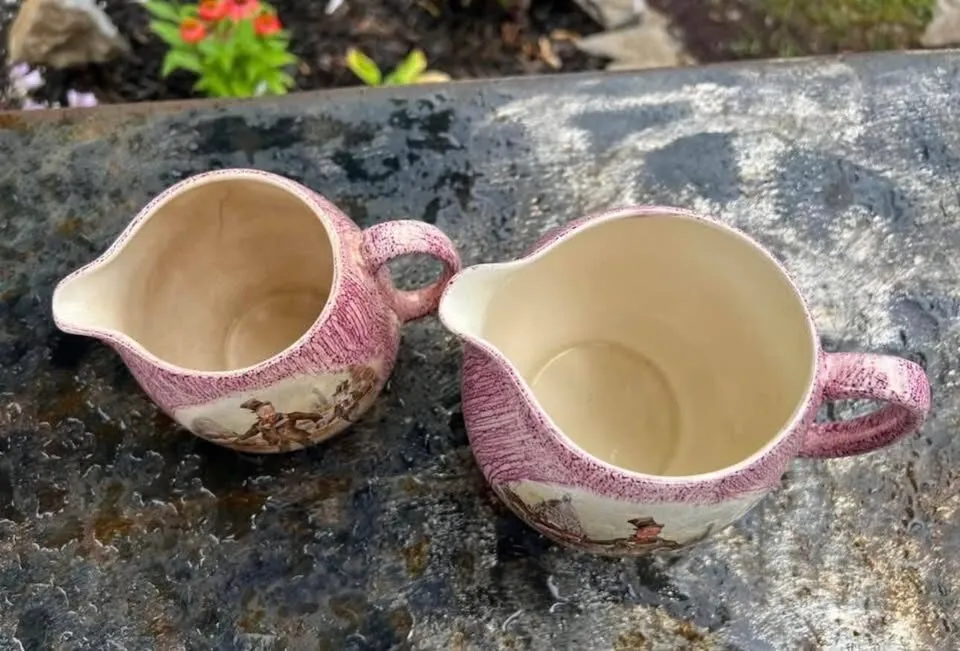 Vintage Lancaster & Sandland Pink Lusterware Pitchers - Dickens Set - photo 2