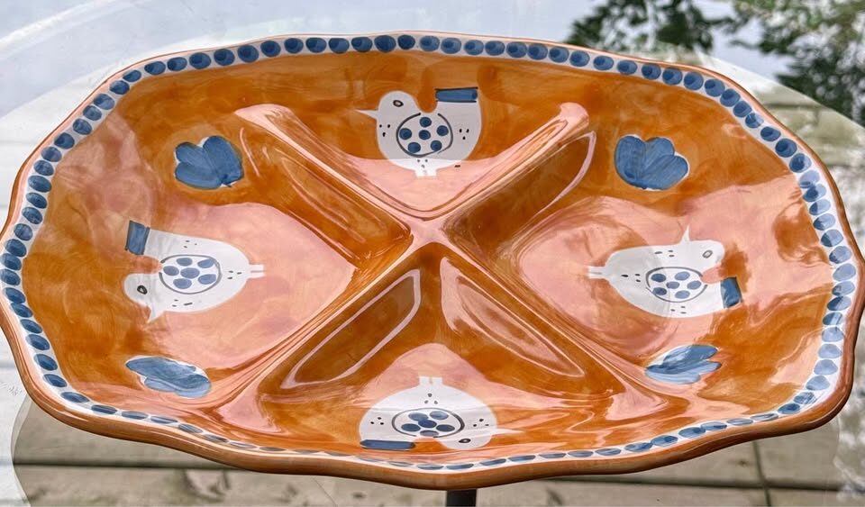 Large 14" Vintage Nuova Vietri Italian Ceramic Divided Serving Platter / Antipasto Tray -! - photo 2