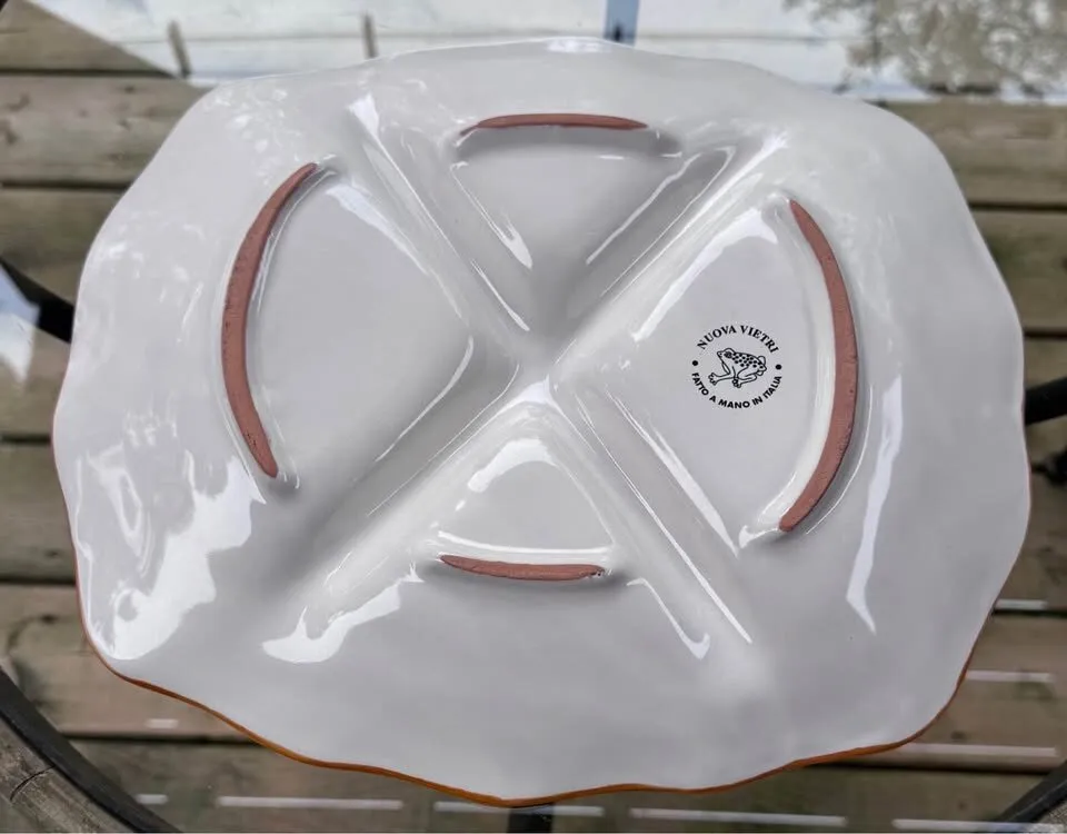 Large 14" Vintage Nuova Vietri Italian Ceramic Divided Serving Platter / Antipasto Tray -! - photo 4